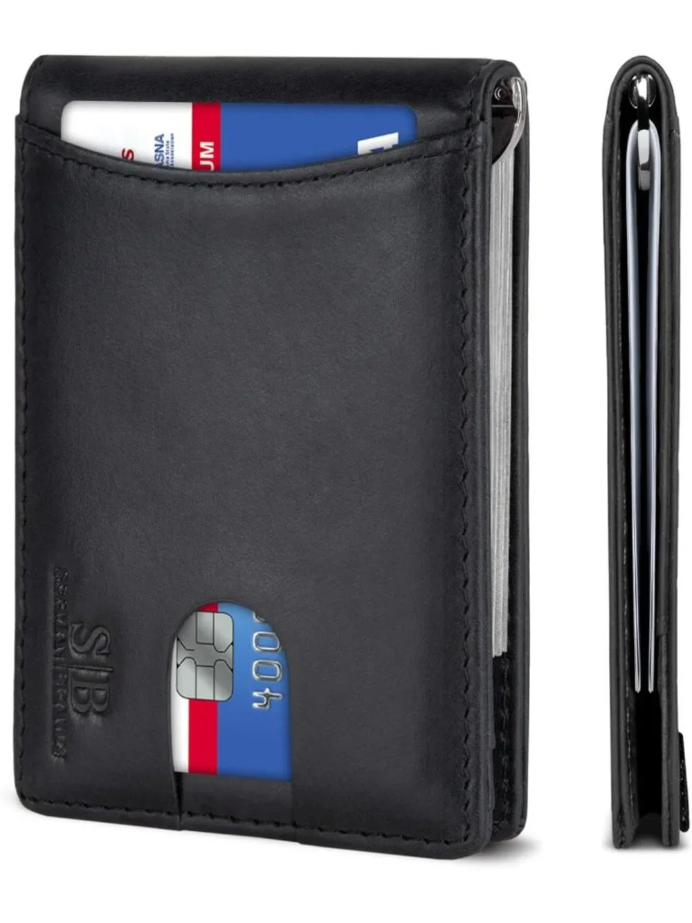 Slim RFID Blocking Bifold Leather Wallet for Men - Minimalist Front Pocket